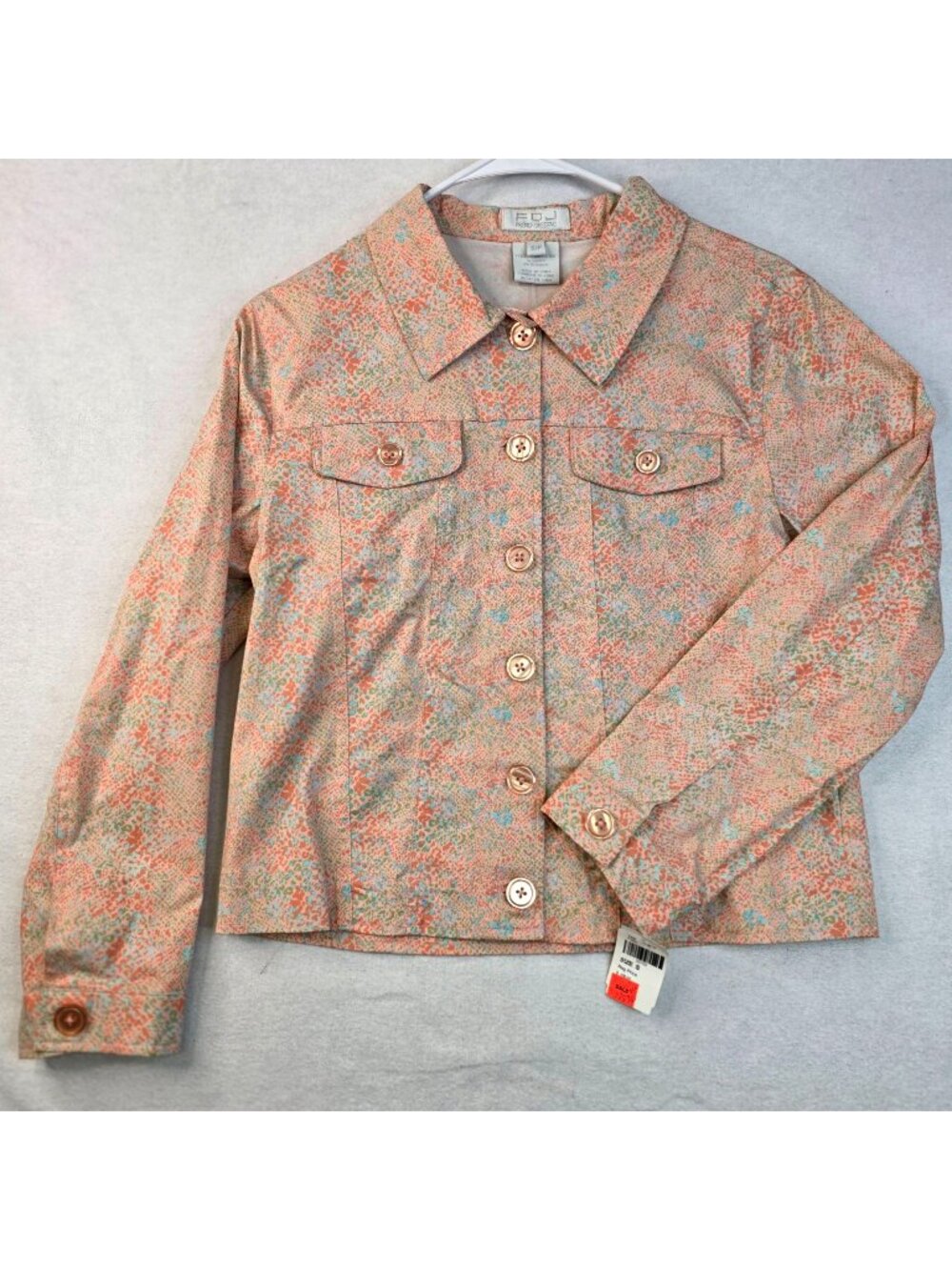FDJ French Dressing Petite Button Front Jacket Small Coral Festival Casual Indie